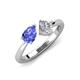 4 - Lysha 1.25 ctw Tanzanite Pear Shape (7x5 mm) & Natural Diamond Cushion Shape (5.00 mm) Toi Et Moi Engagement Ring 