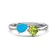 1 - Lysha 1.00 ctw Turquoise Pear Shape (7x5 mm) & Peridot Cushion Shape (5.00 mm) Toi Et Moi Engagement Ring 