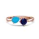 1 - Lysha 1.16 ctw Turquoise Pear Shape (7x5 mm) & Lab Created Blue Sapphire Cushion Shape (5.00 mm) Toi Et Moi Engagement Ring 