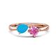 1 - Lysha 1.16 ctw Turquoise Pear Shape (7x5 mm) & Lab Created Pink Sapphire Cushion Shape (5.00 mm) Toi Et Moi Engagement Ring 