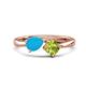 1 - Lysha 1.00 ctw Turquoise Pear Shape (7x5 mm) & Peridot Cushion Shape (5.00 mm) Toi Et Moi Engagement Ring 