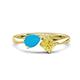 1 - Lysha 1.16 ctw Turquoise Pear Shape (7x5 mm) & Lab Created Yellow Sapphire Cushion Shape (5.00 mm) Toi Et Moi Engagement Ring 
