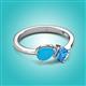 3 - Lysha 1.10 ctw Turquoise Pear Shape (7x5 mm) & Blue Topaz Cushion Shape (5.00 mm) Toi Et Moi Engagement Ring 