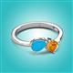 3 - Lysha 0.85 ctw Turquoise Pear Shape (7x5 mm) & Citrine Cushion Shape (5.00 mm) Toi Et Moi Engagement Ring 