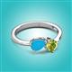 3 - Lysha 1.00 ctw Turquoise Pear Shape (7x5 mm) & Peridot Cushion Shape (5.00 mm) Toi Et Moi Engagement Ring 