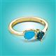 3 - Lysha 1.10 ctw Turquoise Pear Shape (7x5 mm) & London Blue Topaz Cushion Shape (5.00 mm) Toi Et Moi Engagement Ring 