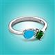 3 - Lysha 0.90 ctw Turquoise Pear Shape (7x5 mm) & Lab Created Emerald Cushion Shape (5.00 mm) Toi Et Moi Engagement Ring 