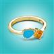 3 - Lysha 0.85 ctw Turquoise Pear Shape (7x5 mm) & Citrine Cushion Shape (5.00 mm) Toi Et Moi Engagement Ring 