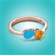 3 - Lysha 0.85 ctw Turquoise Pear Shape (7x5 mm) & Citrine Cushion Shape (5.00 mm) Toi Et Moi Engagement Ring 
