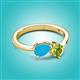 3 - Lysha 1.00 ctw Turquoise Pear Shape (7x5 mm) & Peridot Cushion Shape (5.00 mm) Toi Et Moi Engagement Ring 