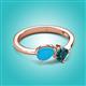3 - Lysha 1.10 ctw Turquoise Pear Shape (7x5 mm) & London Blue Topaz Cushion Shape (5.00 mm) Toi Et Moi Engagement Ring 