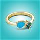 3 - Lysha 1.16 ctw Turquoise Pear Shape (7x5 mm) & Lab Created Alexandrite Cushion Shape (5.00 mm) Toi Et Moi Engagement Ring 