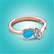 3 - Lysha 0.92 ctw Turquoise Pear Shape (7x5 mm) & Moissanite Cushion Shape (5.00 mm) Toi Et Moi Engagement Ring 