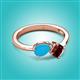 3 - Lysha 1.10 ctw Turquoise Pear Shape (7x5 mm) & Red Garnet Cushion Shape (5.00 mm) Toi Et Moi Engagement Ring 