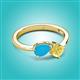 3 - Lysha 1.16 ctw Turquoise Pear Shape (7x5 mm) & Lab Created Yellow Sapphire Cushion Shape (5.00 mm) Toi Et Moi Engagement Ring 