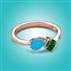 3 - Lysha 0.90 ctw Turquoise Pear Shape (7x5 mm) & Lab Created Emerald Cushion Shape (5.00 mm) Toi Et Moi Engagement Ring 