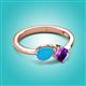 3 - Lysha 0.85 ctw Turquoise Pear Shape (7x5 mm) & Amethyst Cushion Shape (5.00 mm) Toi Et Moi Engagement Ring 