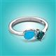 3 - Lysha 1.10 ctw Turquoise Pear Shape (7x5 mm) & London Blue Topaz Cushion Shape (5.00 mm) Toi Et Moi Engagement Ring 