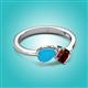 3 - Lysha 1.10 ctw Turquoise Pear Shape (7x5 mm) & Red Garnet Cushion Shape (5.00 mm) Toi Et Moi Engagement Ring 