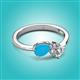 3 - Lysha 0.85 ctw Turquoise Pear Shape (7x5 mm) & Natural Diamond Cushion Shape (5.00 mm) Toi Et Moi Engagement Ring 