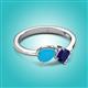 3 - Lysha 1.16 ctw Turquoise Pear Shape (7x5 mm) & Lab Created Blue Sapphire Cushion Shape (5.00 mm) Toi Et Moi Engagement Ring 