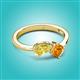 3 - Lysha 1.40 ctw Yellow Sapphire Pear Shape (7x5 mm) & Citrine Cushion Shape (5.00 mm) Toi Et Moi Engagement Ring 