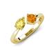 4 - Lysha 1.40 ctw Yellow Sapphire Pear Shape (7x5 mm) & Citrine Cushion Shape (5.00 mm) Toi Et Moi Engagement Ring 