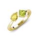 4 - Lysha 1.55 ctw Yellow Sapphire Pear Shape (7x5 mm) & Peridot Cushion Shape (5.00 mm) Toi Et Moi Engagement Ring 