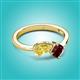 3 - Lysha 1.65 ctw Yellow Sapphire Pear Shape (7x5 mm) & Red Garnet Cushion Shape (5.00 mm) Toi Et Moi Engagement Ring 