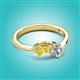 3 - Lysha 1.40 ctw Yellow Sapphire Pear Shape (7x5 mm) & Lab Grown Diamond Cushion Shape (5.00 mm) Toi Et Moi Engagement Ring 