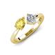 4 - Lysha 1.40 ctw Yellow Sapphire Pear Shape (7x5 mm) & Lab Grown Diamond Cushion Shape (5.00 mm) Toi Et Moi Engagement Ring 