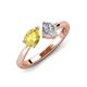 4 - Lysha 1.40 ctw Yellow Sapphire Pear Shape (7x5 mm) & Natural Diamond Cushion Shape (5.00 mm) Toi Et Moi Engagement Ring 