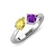 4 - Lysha 1.40 ctw Yellow Sapphire Pear Shape (7x5 mm) & Amethyst Cushion Shape (5.00 mm) Toi Et Moi Engagement Ring 