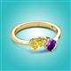 3 - Lysha 1.40 ctw Yellow Sapphire Pear Shape (7x5 mm) & Amethyst Cushion Shape (5.00 mm) Toi Et Moi Engagement Ring 