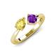 4 - Lysha 1.40 ctw Yellow Sapphire Pear Shape (7x5 mm) & Amethyst Cushion Shape (5.00 mm) Toi Et Moi Engagement Ring 
