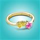 3 - Lysha 1.71 ctw Yellow Sapphire Pear Shape (7x5 mm) & Lab Created Pink Sapphire Cushion Shape (5.00 mm) Toi Et Moi Engagement Ring 