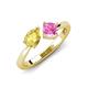 4 - Lysha 1.71 ctw Yellow Sapphire Pear Shape (7x5 mm) & Lab Created Pink Sapphire Cushion Shape (5.00 mm) Toi Et Moi Engagement Ring 