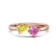 1 - Lysha 1.71 ctw Yellow Sapphire Pear Shape (7x5 mm) & Lab Created Pink Sapphire Cushion Shape (5.00 mm) Toi Et Moi Engagement Ring 