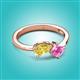 3 - Lysha 1.71 ctw Yellow Sapphire Pear Shape (7x5 mm) & Lab Created Pink Sapphire Cushion Shape (5.00 mm) Toi Et Moi Engagement Ring 