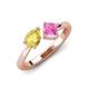 4 - Lysha 1.71 ctw Yellow Sapphire Pear Shape (7x5 mm) & Lab Created Pink Sapphire Cushion Shape (5.00 mm) Toi Et Moi Engagement Ring 
