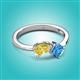 3 - Lysha 1.65 ctw Yellow Sapphire Pear Shape (7x5 mm) & Blue Topaz Cushion Shape (5.00 mm) Toi Et Moi Engagement Ring 