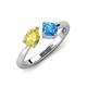 4 - Lysha 1.65 ctw Yellow Sapphire Pear Shape (7x5 mm) & Blue Topaz Cushion Shape (5.00 mm) Toi Et Moi Engagement Ring 
