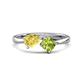 1 - Lysha 1.55 ctw Yellow Sapphire Pear Shape (7x5 mm) & Peridot Cushion Shape (5.00 mm) Toi Et Moi Engagement Ring 