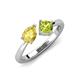 4 - Lysha 1.55 ctw Yellow Sapphire Pear Shape (7x5 mm) & Peridot Cushion Shape (5.00 mm) Toi Et Moi Engagement Ring 