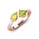 4 - Lysha 1.55 ctw Yellow Sapphire Pear Shape (7x5 mm) & Peridot Cushion Shape (5.00 mm) Toi Et Moi Engagement Ring 