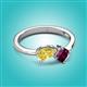 3 - Lysha 1.52 ctw Yellow Sapphire Pear Shape (7x5 mm) & Rhodolite Garnet Cushion Shape (5.00 mm) Toi Et Moi Engagement Ring 
