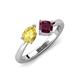 4 - Lysha 1.52 ctw Yellow Sapphire Pear Shape (7x5 mm) & Rhodolite Garnet Cushion Shape (5.00 mm) Toi Et Moi Engagement Ring 
