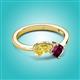 3 - Lysha 1.52 ctw Yellow Sapphire Pear Shape (7x5 mm) & Rhodolite Garnet Cushion Shape (5.00 mm) Toi Et Moi Engagement Ring 