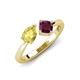 4 - Lysha 1.52 ctw Yellow Sapphire Pear Shape (7x5 mm) & Rhodolite Garnet Cushion Shape (5.00 mm) Toi Et Moi Engagement Ring 