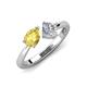4 - Lysha 1.40 ctw Yellow Sapphire Pear Shape (7x5 mm) & Lab Grown Diamond Cushion Shape (5.00 mm) Toi Et Moi Engagement Ring 